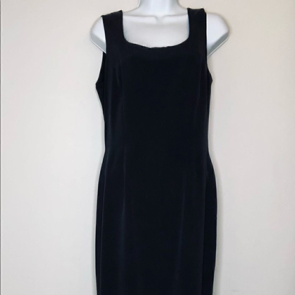 Patrick Collection 100% Silk Little Black Sheath Dress – Size 8 Elegant Classic